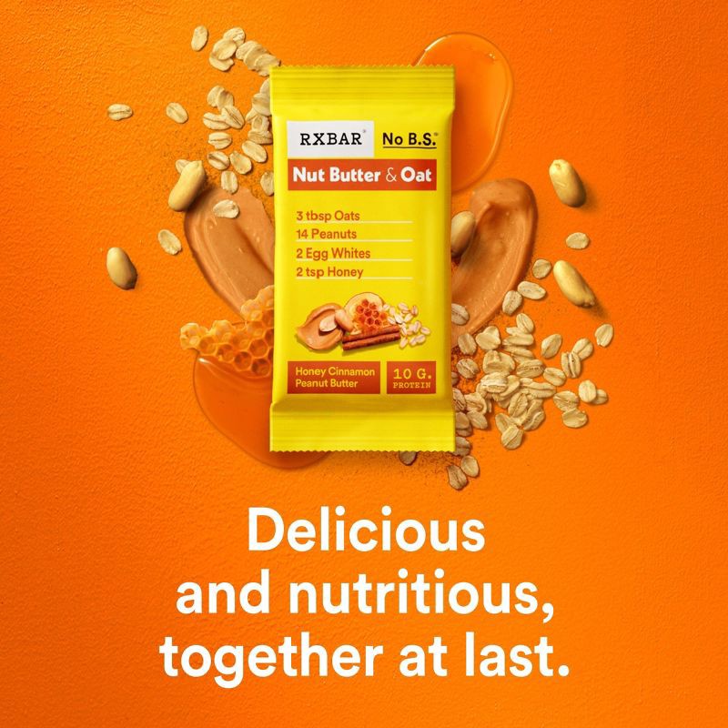 slide 5 of 12, RXBAR Nut Butter and Oat Protein Bars Honey Cinnamon Peanut Butter - 19.4oz/10ct, 19.4 oz, 10 ct
