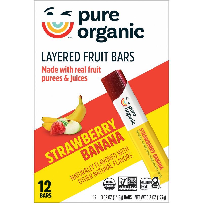 slide 2 of 5, Pure Organic Layered Fruit Snacks Strawberry Banana - 6.2oz/12ct, 6.2 oz, 12 ct