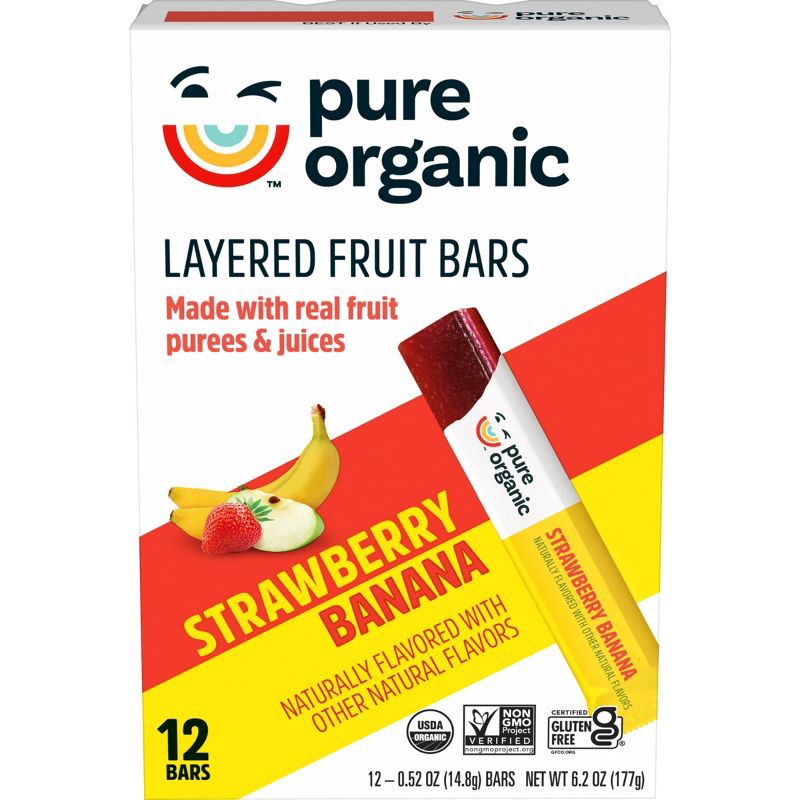 slide 1 of 5, Pure Organic Layered Fruit Snacks Strawberry Banana - 6.2oz/12ct, 6.2 oz, 12 ct
