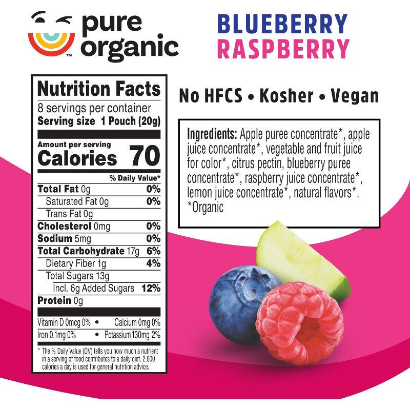 slide 2 of 7, Pure Organic Twisted Fruit Snacks Blueberry Raspberry - 5.6oz/8ct, 8 ct; 5.6 oz