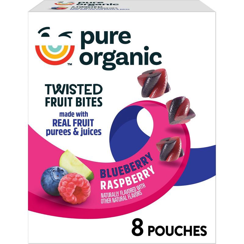 slide 1 of 7, Pure Organic Twisted Fruit Snacks Blueberry Raspberry - 5.6oz/8ct, 8 ct; 5.6 oz