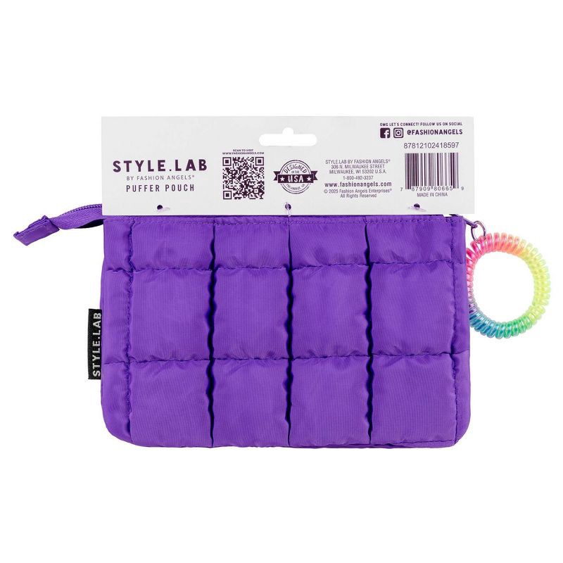 Style Lab Expandable Quilted Puffer Pouch Neon Purple 1 ct | shipt