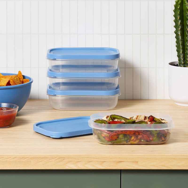 slide 2 of 3, 8pc (Set of 4) 4c Plastic Food Storage Container Set Blue - Room Essentials™, 8 ct