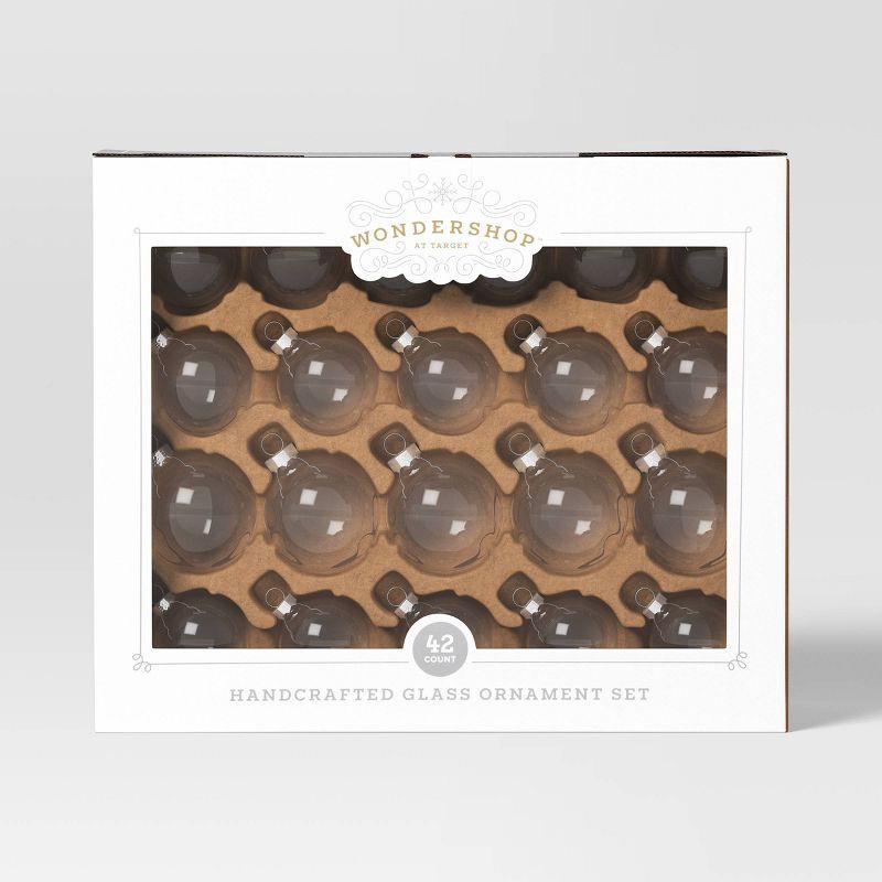 slide 3 of 4, 42pc Round Glass Christmas Tree Ornament Set Clear - Wondershop™, 42 ct