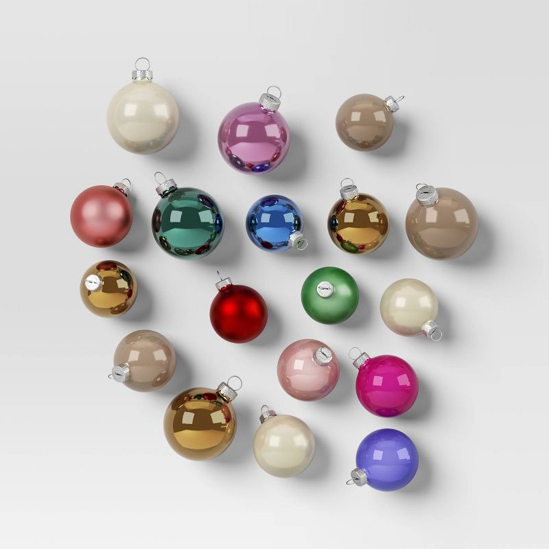 slide 1 of 3, 42pc Round Glass Christmas Tree Ornament Set Neutrals with Multicolor - Wondershop™, 42 ct