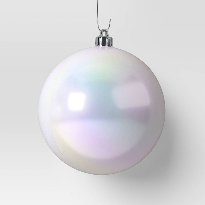 slide 4 of 4, 9ct 100mm Christmas Shatterproof Ornament Set White Iridescent - Wondershop™, 9 ct