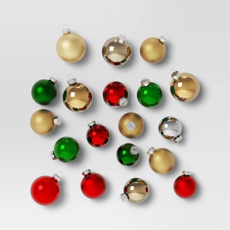slide 1 of 4, 42ct Round Glass Christmas Tree Ornament Set Red/Green/Gold/Silver - Wondershop™, 42 ct