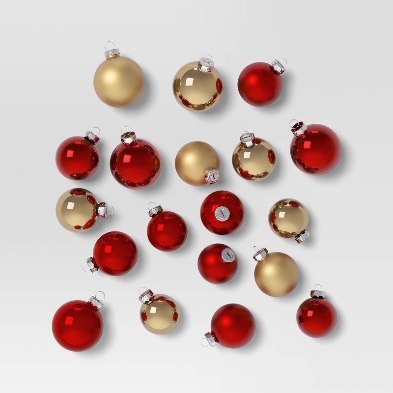 slide 1 of 4, 42ct Round Glass Christmas Tree Ornament Set Red/Gold - Wondershop™, 42 ct
