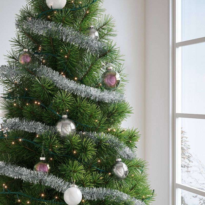 slide 2 of 4, 42pc Round Glass Christmas Tree Ornament Set Silver/Clear/White - Wondershop™, 42 ct