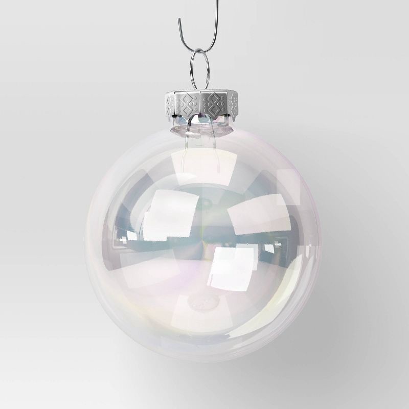 slide 4 of 4, 42pc Round Glass Christmas Tree Ornament Set Silver/Clear/White - Wondershop™, 42 ct