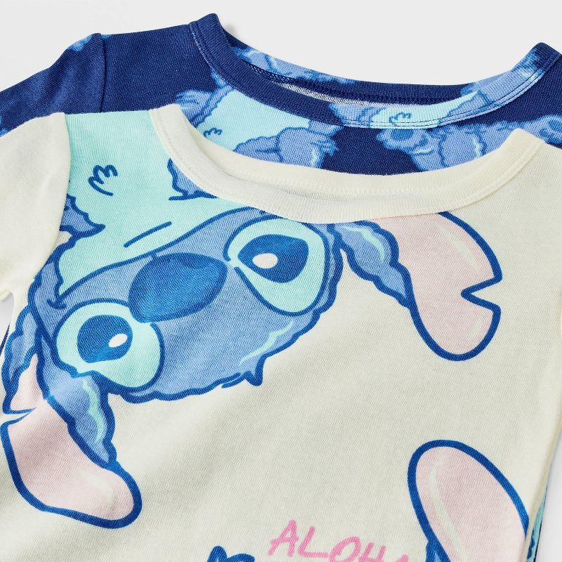 slide 3 of 4, Toddler 4pc Lilo & Stitch Cotton Long Sleeve Pajama Set - Blue/White 2T, 4 ct