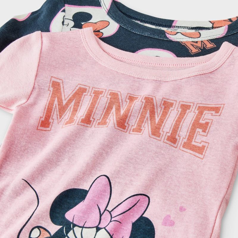 slide 3 of 4, Toddler Girls' 4pc Disney Minnie Mouse Cotton Long Sleeve Pajama Set - Pink/Orange/Black 4T, 4 ct