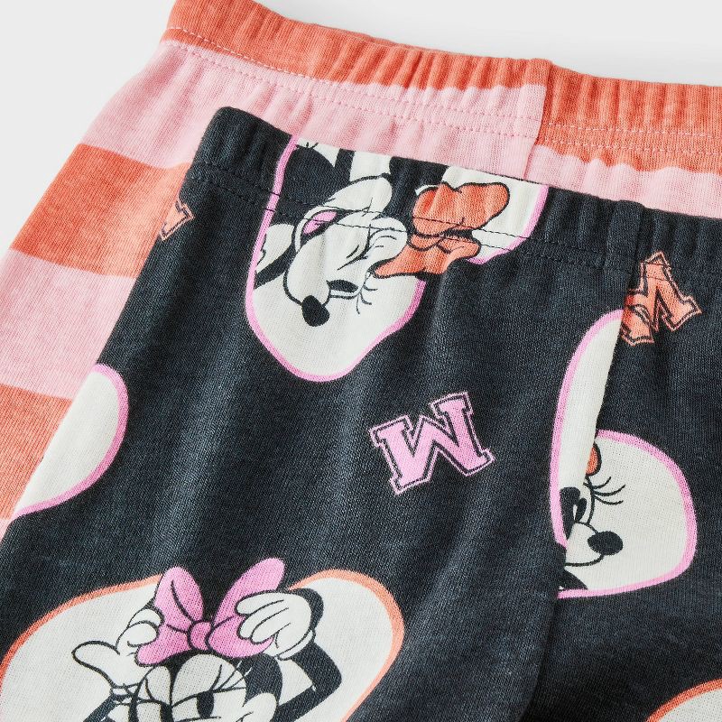slide 4 of 4, Toddler Girls' 4pc Disney Minnie Mouse Cotton Long Sleeve Pajama Set - Pink/Orange/Black 4T, 4 ct