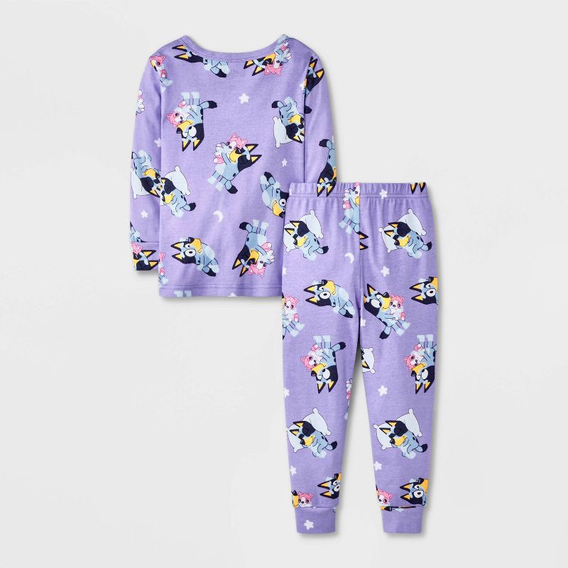 slide 2 of 4, Toddler Girls' 4pc Bluey Cotton Long Sleeve Pajama Set - Blue/Purple 2T, 4 ct