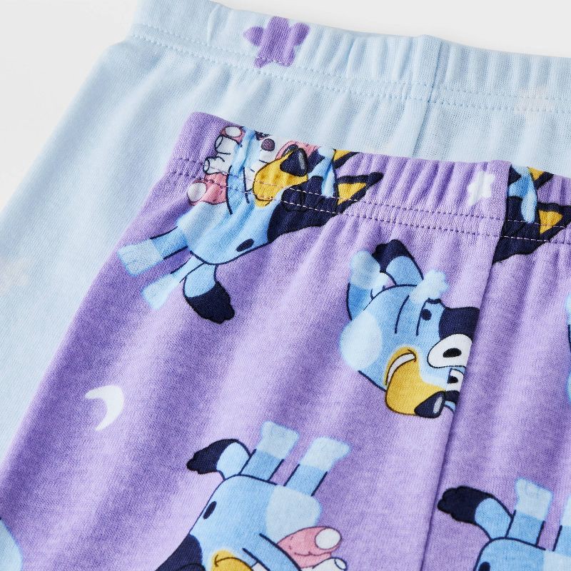 slide 4 of 4, Toddler Girls' 4pc Bluey Cotton Long Sleeve Pajama Set - Blue/Purple 2T, 4 ct