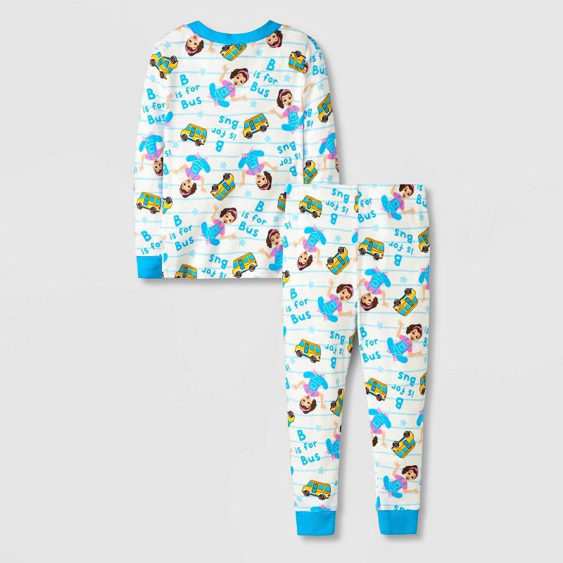 slide 2 of 4, Toddler 4pc Ms. Rachel Cotton Long Sleeve Bus Printed Pajama Set - Yellow/White/Blue 12M, 4 ct
