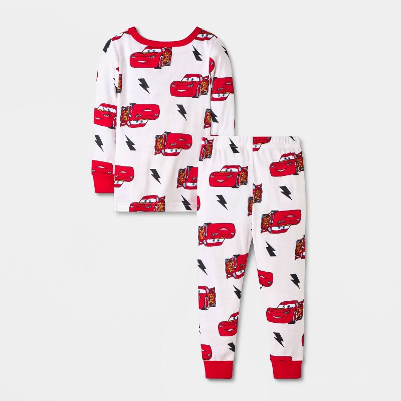 slide 2 of 4, Toddler Boys' 4pc Cars Cotton Long Sleeve Pajama Set - Red/White/Black 5T, 4 ct