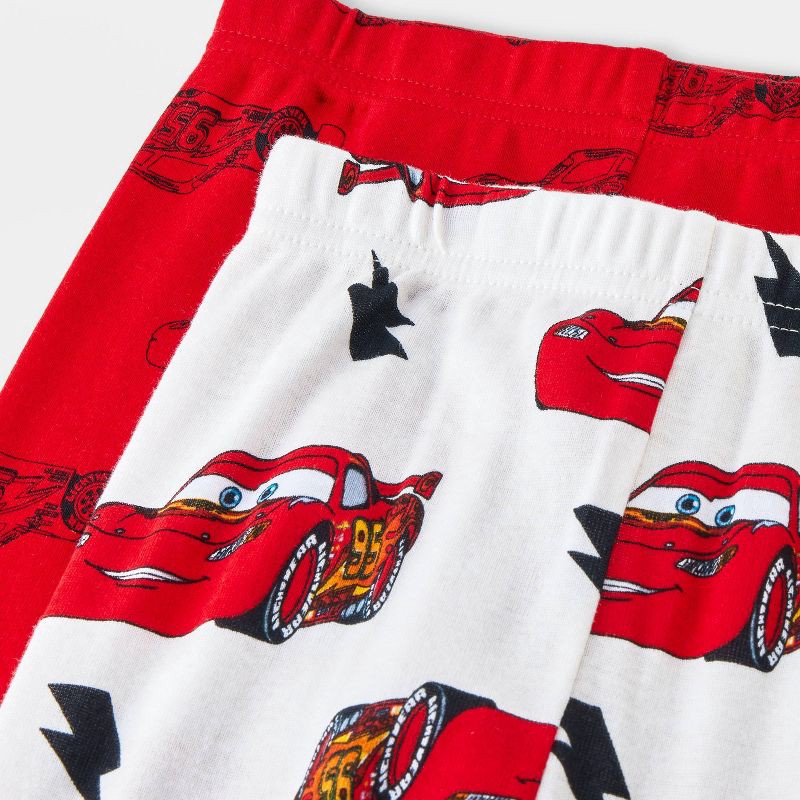 slide 4 of 4, Toddler Boys' 4pc Cars Cotton Long Sleeve Pajama Set - Red/White/Black 5T, 4 ct