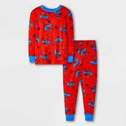 Toddler Boys' 2pc Spider-Man Long Sleeve Viscose Snug Fit Pajama Set - Red 5T