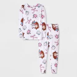 Toddler Girls' 2pc Gabby's Dollhouse Long Sleeve Viscose Snug Fit Pajama Set - White 12M