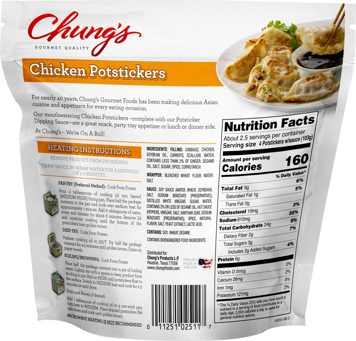 slide 2 of 3, Chung's Chicken Potstickers, 9.5 oz