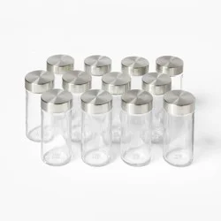 27pc Glass Spice Jar Set with Funnel and Labels Silver - Figmint™