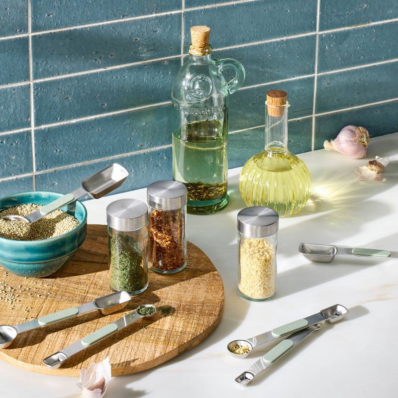 slide 2 of 5, 6pc Magnetic Measuring Spoon Set Stainless Steel - Figmint™, 6 ct