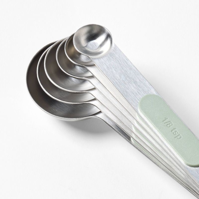 slide 3 of 5, 6pc Magnetic Measuring Spoon Set Stainless Steel - Figmint™, 6 ct