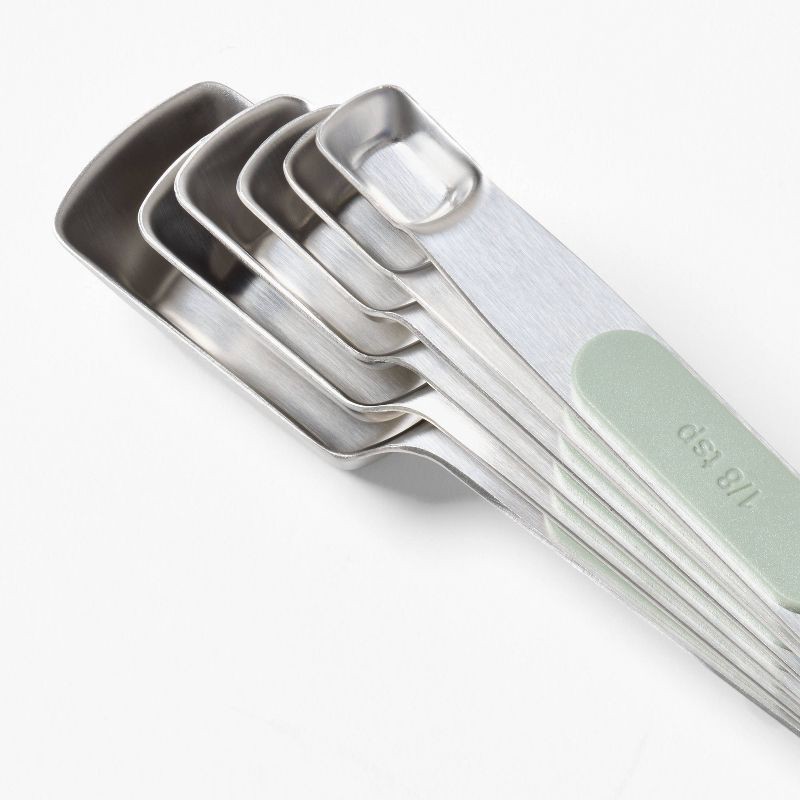 slide 4 of 5, 6pc Magnetic Measuring Spoon Set Stainless Steel - Figmint™, 6 ct