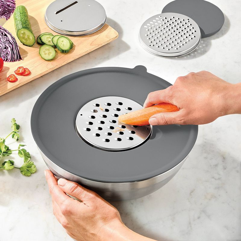 slide 2 of 6, 6pc Stainless Steel Non-Slip Mixing Bowl and Grater Set - Figmint™, 6 ct