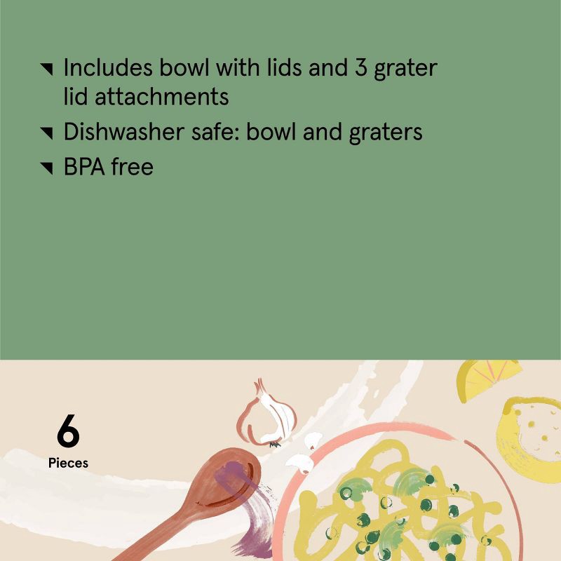 slide 5 of 6, 6pc Stainless Steel Non-Slip Mixing Bowl and Grater Set - Figmint™, 6 ct
