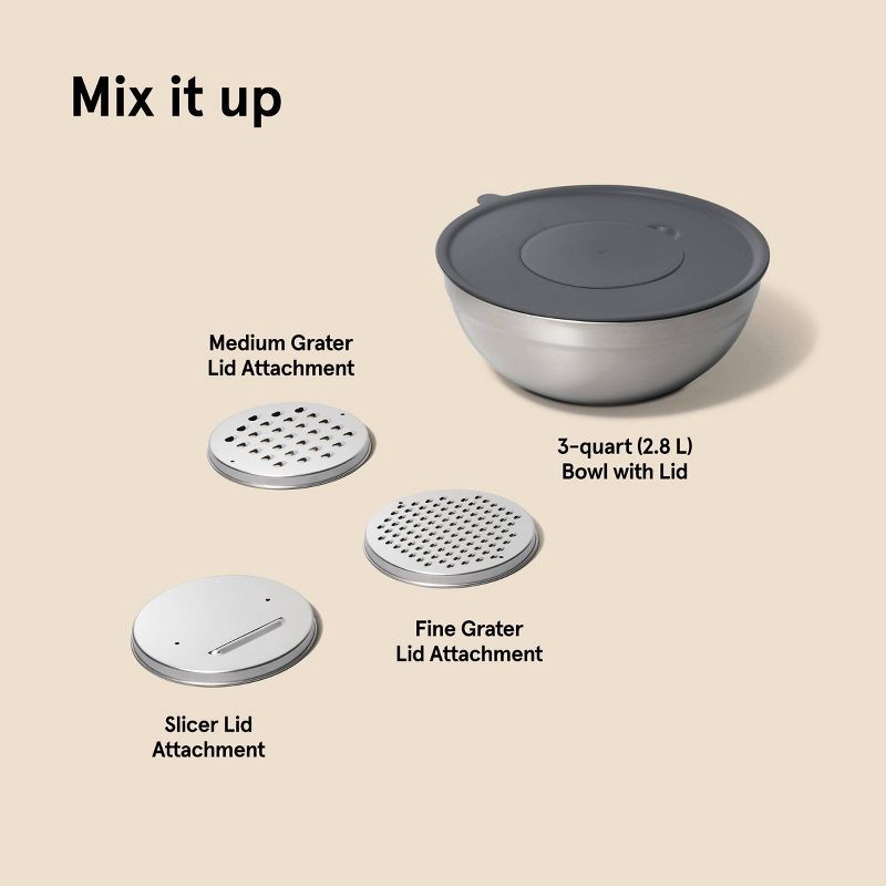 slide 6 of 6, 6pc Stainless Steel Non-Slip Mixing Bowl and Grater Set - Figmint™, 6 ct