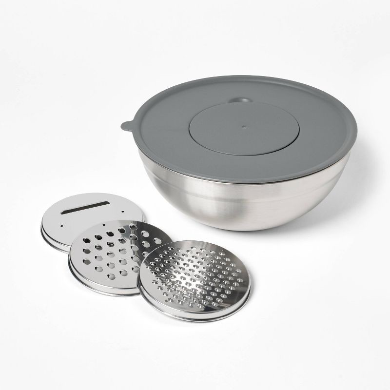 slide 1 of 6, 6pc Stainless Steel Non-Slip Mixing Bowl and Grater Set - Figmint™, 6 ct