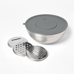 6pc Stainless Steel Non-Slip Mixing Bowl and Grater Set - Figmint™
