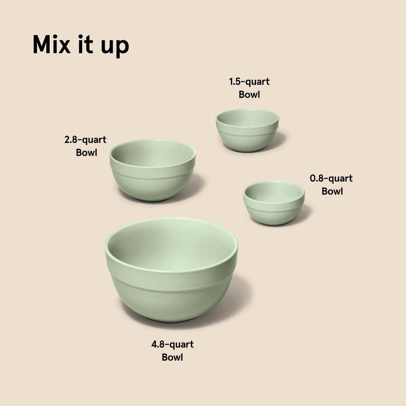 slide 4 of 4, 4pc Stoneware Mixing Bowl Set Sage Green - Figmint™, 4 ct