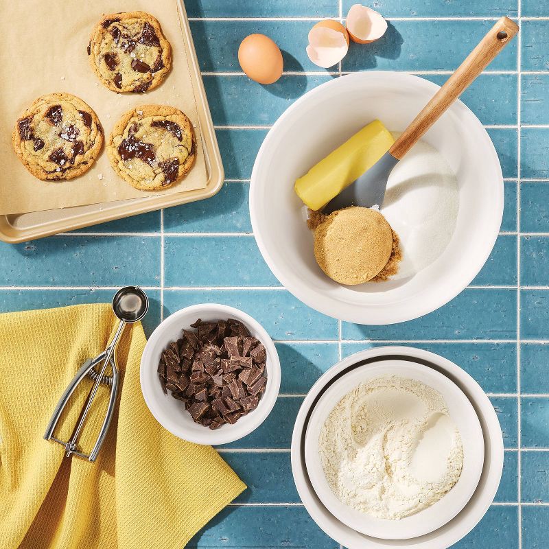 slide 2 of 4, 4pc Stoneware Mixing Bowl Set Cream - Figmint™, 4 ct