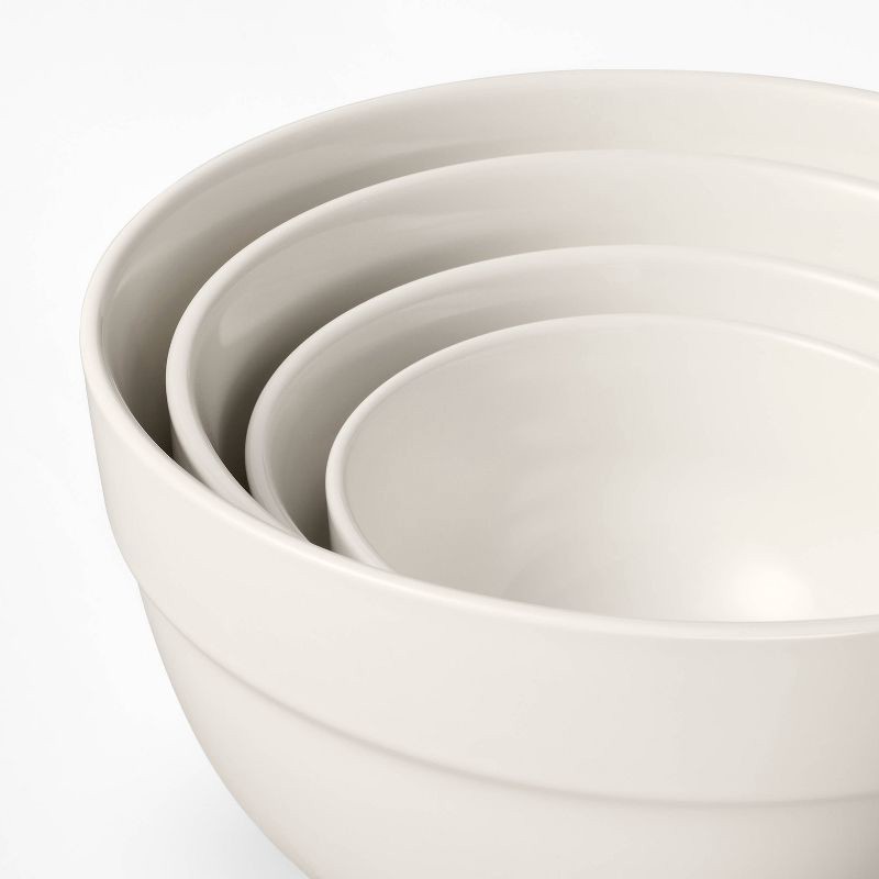 slide 3 of 4, 4pc Stoneware Mixing Bowl Set Cream - Figmint™, 4 ct