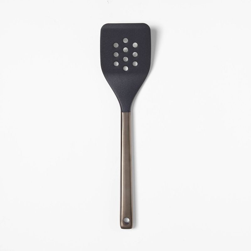 slide 1 of 4, Silicone/Stainless Steel Slotted Turner Matte Black - Figmint™, 1 ct
