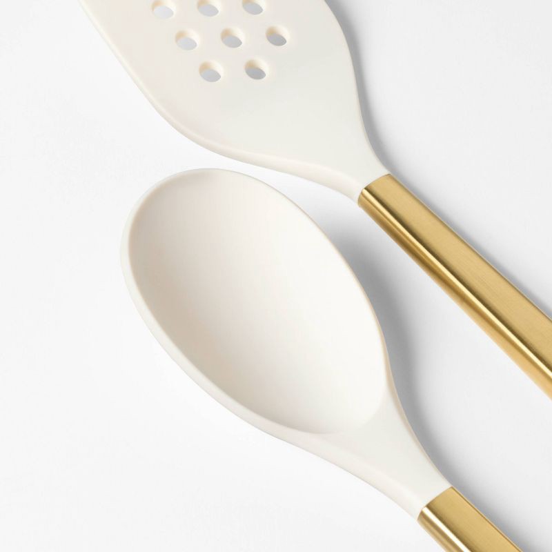 slide 3 of 5, 4pc Silicone/Stainless Steel Kitchen Utensil Set Champagne - Figmint™, 4 ct