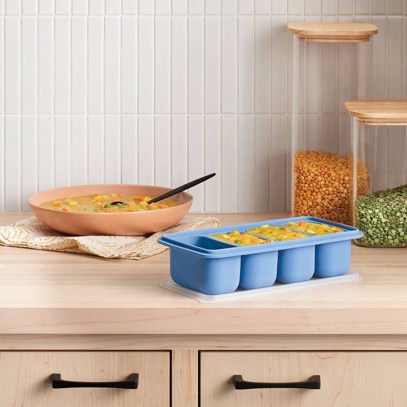 slide 2 of 3, 1c Silicone Freezer Mold with Lid Blue - Room Essentials™, 1 ct