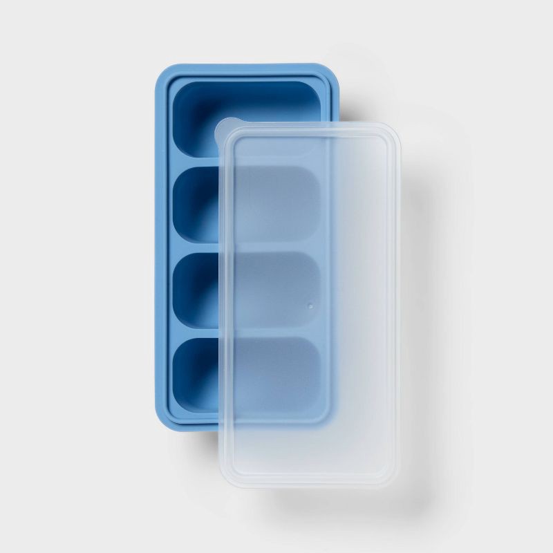 slide 3 of 3, 1c Silicone Freezer Mold with Lid Blue - Room Essentials™, 1 ct