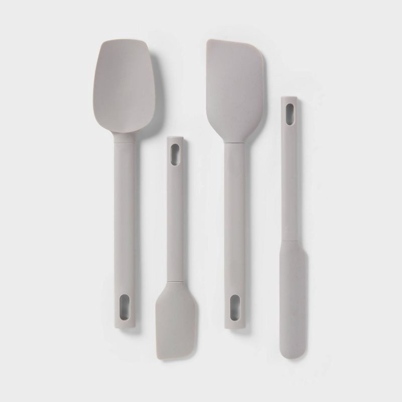 slide 1 of 3, 4pc Variety Spatula Set Gray - Room Essentials™, 4 ct
