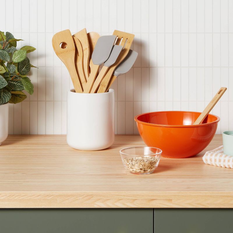 slide 2 of 3, 10pc Bamboo Utensil Set with Silicone Natural Wood - Room Essentials™, 10 ct