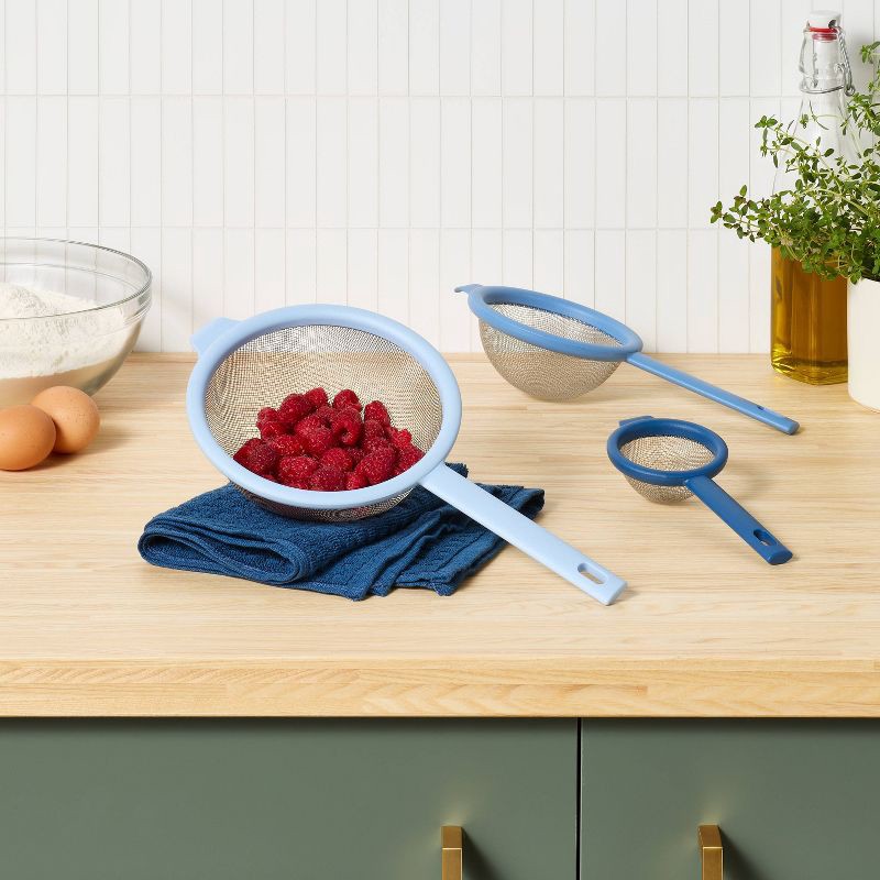 slide 2 of 3, 3pc Strainer Set Blue - Room Essentials™, 3 ct