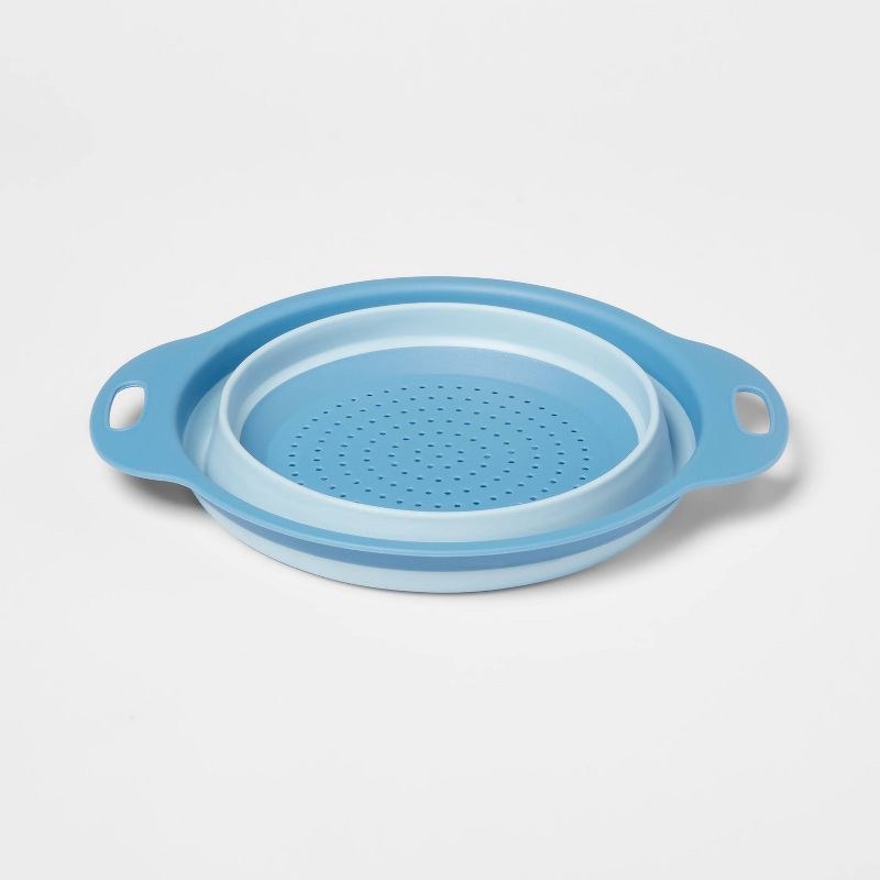 slide 3 of 3, 2pc Collapsible Colander Set Blue - Room Essentials™, 2 ct