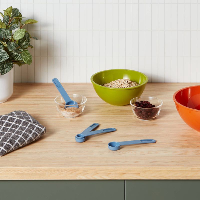 slide 2 of 3, 4pc Measuring Spoon Set Blue - Room Essentials™, 4 ct