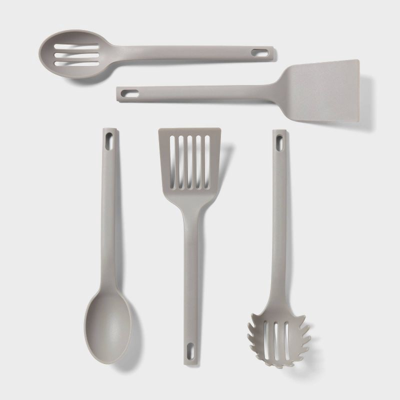 slide 1 of 3, 5pc Kitchen Utensil Starter Set Gray - Room Essentials™, 5 ct