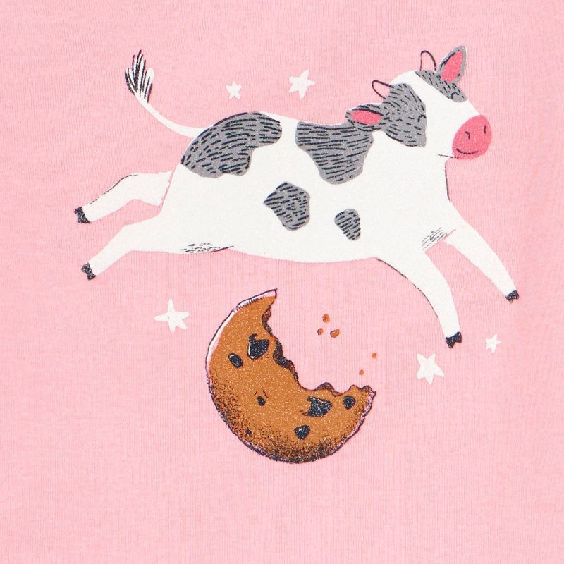 slide 4 of 6, Carter's Just One You® Toddler Girls' 4pc Cotton Short Sleeve Cows and Cookies Pajama Set - White/Pink 5T, 4 ct