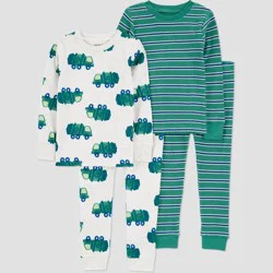 Carter's Just One You® Toddler Boys' 4pc Cotton Long Sleeve Recycle Trucks Pajama Set - Green/Gray/Blue 18M