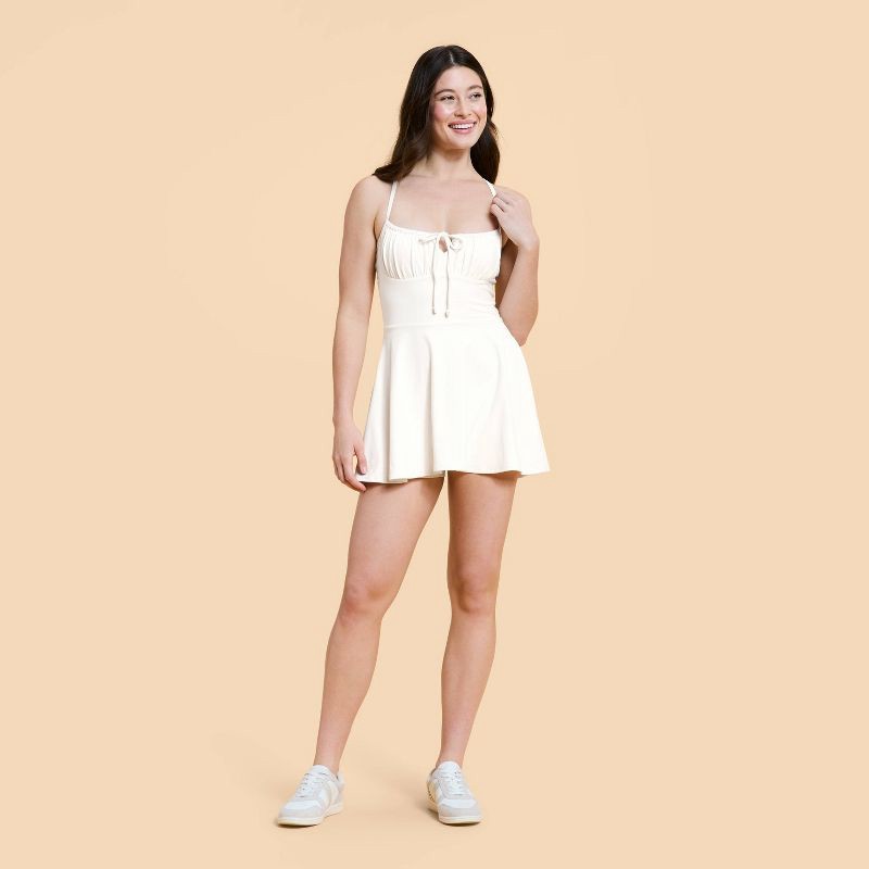 Blogilates Women's Tie Front Twirl Active Dress - Cream XS | Shipt